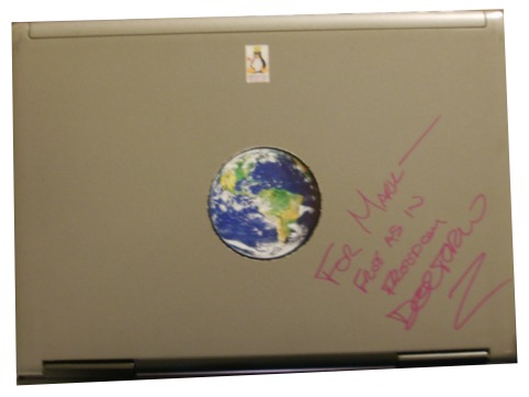 Mark's Laptop, autographed by Cory Doctorow
